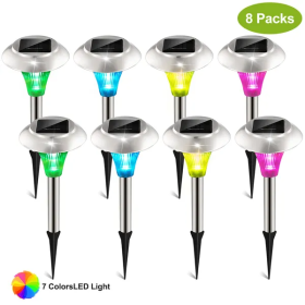 8Packs Solar Garden Lights Outdoor IP44 Waterproof Solar Pathway Lights Color Changing Landscape Lamps (Option: 8pcs)