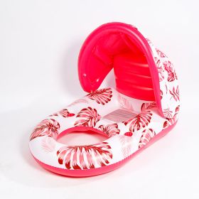 1pc Thick Large Swimming Pool Float With Cup Holder And Sunshade, Essential For Pool Parties And Beaches, Comes With A Manual Air Pump (Option: Style1 Pink)