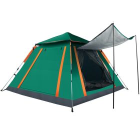 4-5 Person Camping Tent Outdoor Foldable Waterproof Tent with 2 Mosquito Nets Windows Carrying Bag for Hiking Climbing Adventure Fishing (Color: Green, size: One size)
